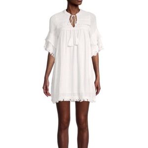 ALLISON NEW YORK Embroidered Tassel-Tie Mini Dress white fits like size medium